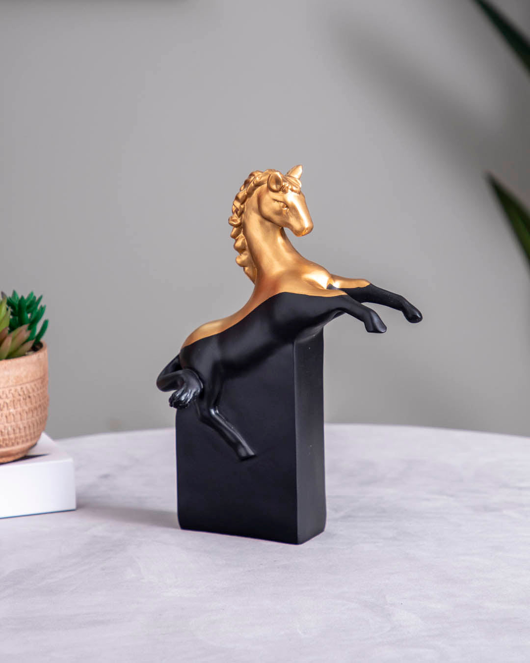 'Galloping Grace' Gold & Black Horse Figurine
