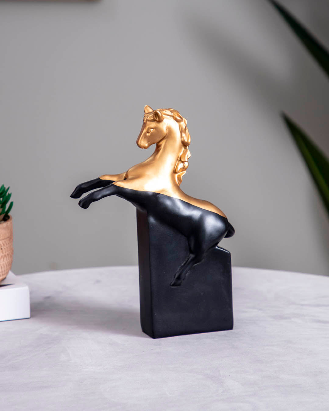 'Galloping Grace' Gold & Black Horse Figurine
