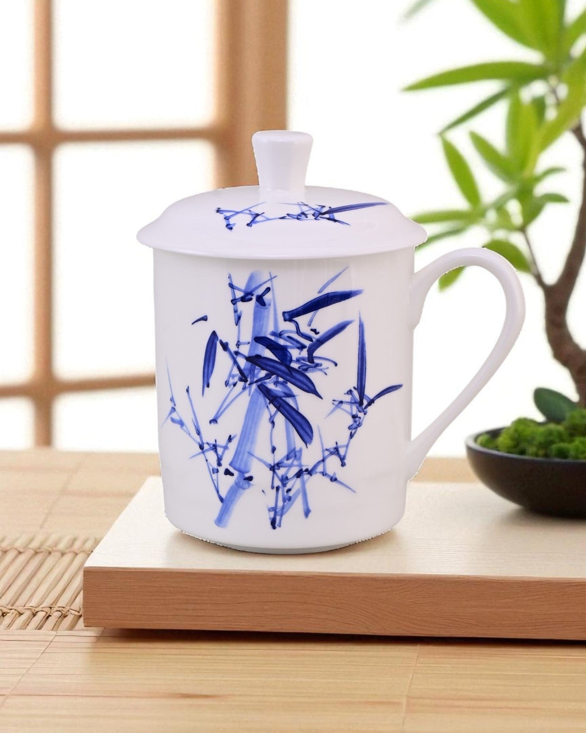 'Blue Bamboo' Fine Bone China Mug
