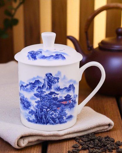 'Classic Blue Landscape' Fine Bone China Mug