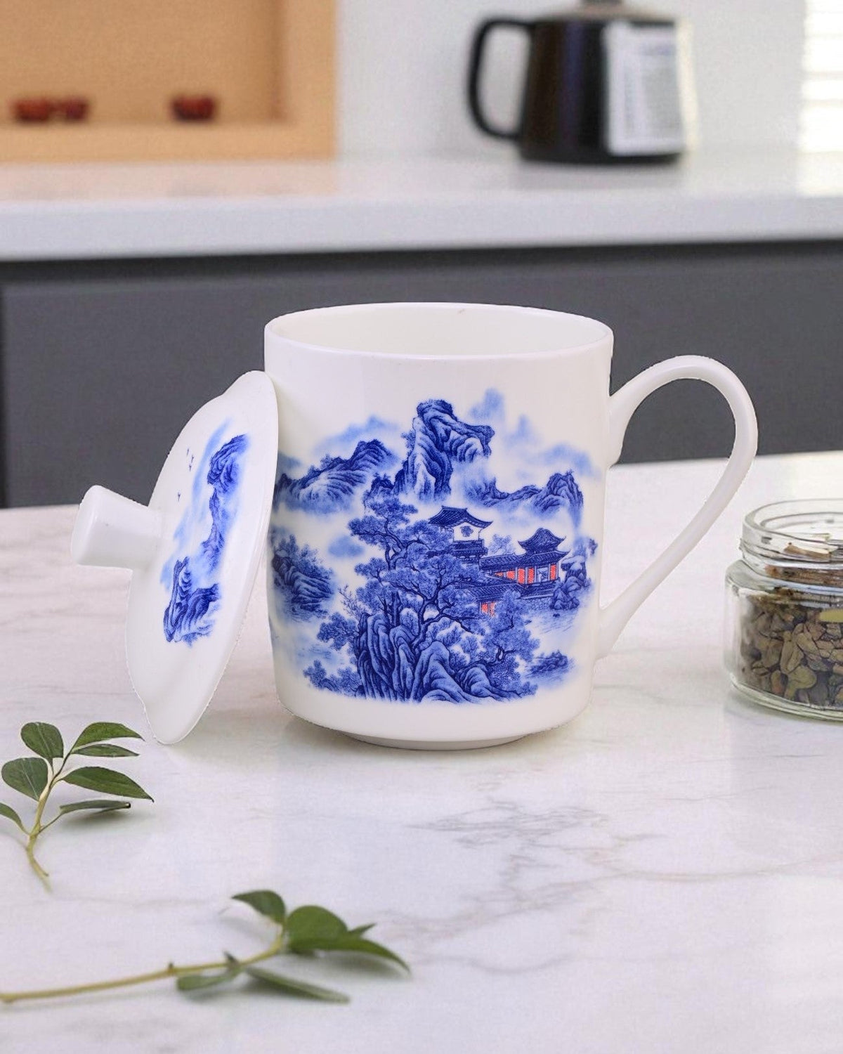 'Classic Blue Landscape' Fine Bone China Mug