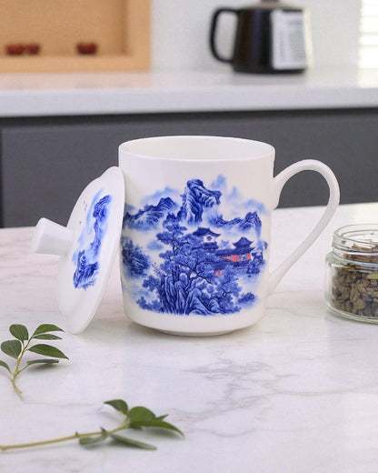 'Classic Blue Landscape' Fine Bone China Mug