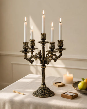 'Constantinople' Cast Iron 5 Arm Candelabra